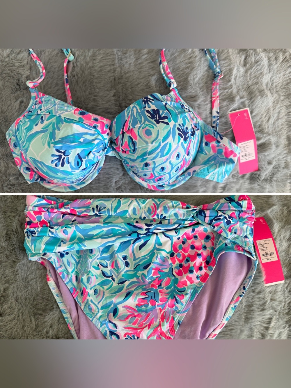 NWT Lilly Pulitzer Pineapple Princess bikini top and bottom both size 12